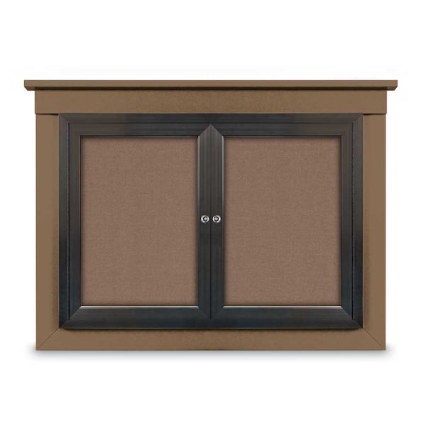 72"x36" 3-Door Enclosed Outdoor Letterboard, Hdr, Green Felt/Satin